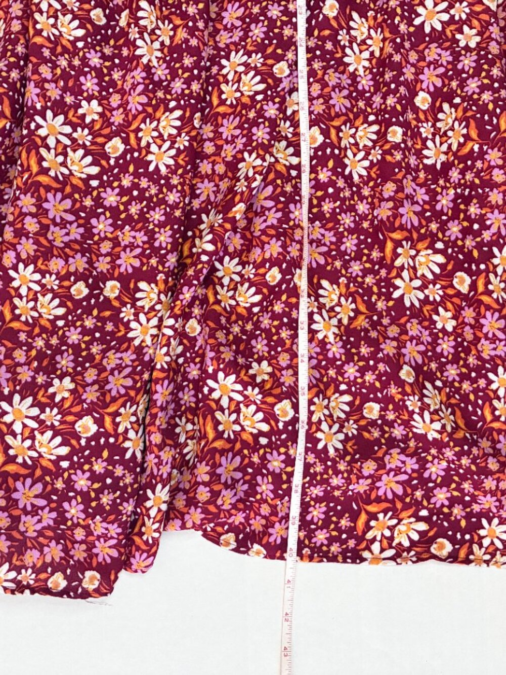 Draper James Floral Puff Sleeve Smocked Waist Faux Wrap Dress - Burgundy - 2X - Picture 5 of 8